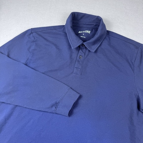 Ash & Erie Other - Ash & Erie Long Sleeve Polo Men L Blue Preppy Golf Collar Knit Pima Cotton